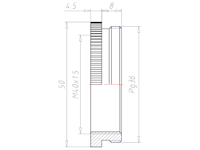Brass PG36 to M40x1.5 Round Reduction Adapter