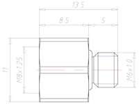 Brass M6x1.0 to M8x1.25 Extension