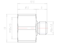 Brass M6x1.0 to M10x1.5 Extension