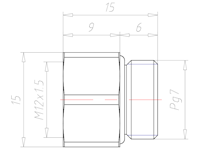 Brass PG 7 to M12x1.5 for 15 Millimeter (mm) Wrench Extension Adapter