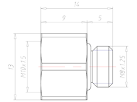 Brass M8x1.25 to M10x1.5 Extension