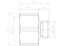 Brass M8x1.25 to M12x1.5 Extension