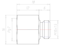 Brass M10x1.5 to PG 7 Extension Adapter