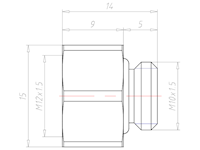 Brass M10x1.5 to M12x1.5 Extension