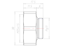 Brass PG11 to M25x1.5 for 30 Millimeter (mm) Wrench Extension Adapter