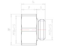 Brass M12x1.5 to M16x1.5 Extension