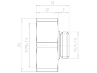 Brass M12x1.5 to M20x1.5 Extension