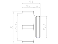 Brass PG13 to M25x1.5 for 30 Millimeter (mm) Wrench Extension Adapter