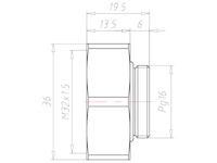 Brass PG16 to M32x1.5 for 36 Millimeter (mm) Wrench Extension Adapter