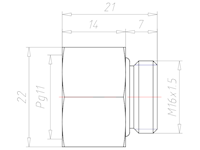 Brass M16x1.5 to PG11 Extension Adapter