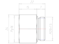 Brass M20x1.5 to PG16 Extension Adapter