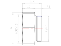 Brass PG21 to M32x1.5 for 36 Millimeter (mm) Wrench Extension Adapter