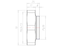 Brass PG36 to M63x1.5 for 70 Millimeter (mm) Wrench Extension Adapter