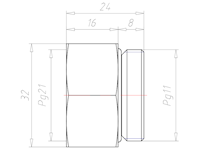 Brass PG11 to PG21 Extension
