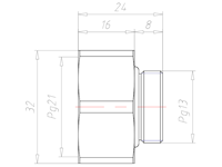 Brass PG13 to PG21 Extension