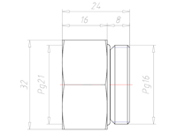 Brass PG16 to PG21 Extension
