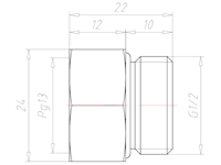 Brass G 1/2 Inch (in) to PG13 Extension Adapter