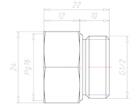 Brass G 1/2 Inch (in) to PG16 Extension Adapter
