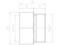 Brass G 1 1/2 Inch (in) to PG36 Extension Adapter