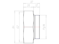 Brass PG36 to G2 Inch (in) for 64 Millimeter (mm) Wrench Extension Adapter