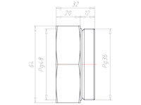 Brass PG36 to PG48 Extension