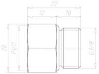 Brass G 3/8 Inch (in) to PG11 Extension Adapter
