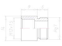 Brass PG 7 to M12x1.5 Extension Adapter