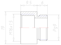 Brass PG 9 to M16x1.5 Extension Adapter