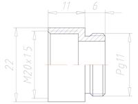 Brass PG11 to M20x1.5 Extension Adapter