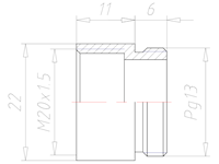 Brass PG13 to M20x1.5 Extension Adapter