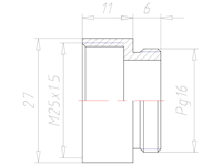 Brass PG16 to M25x1.5 Extension Adapter