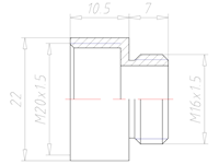 Brass M16x1.5 to M20x1.5 Extension