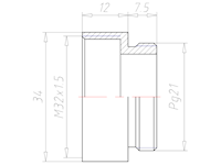 Brass PG21 to M32x1.5 Extension Adapter
