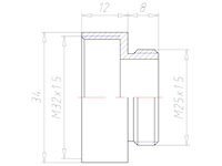 Brass M25x1.5 to M32x1.5 Extension