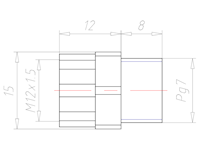 Polyamide PG 7 to M12x1.5 Extension Adapter