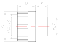Polyamide PG 7 to M16x1.5 Extension Adapter