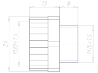 Lightgrey Polyamide M16x1.5 to M20x1.5 Extension