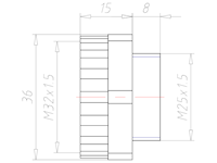 Lightgrey Polyamide M25x1.5 to M32x1.5 Extension