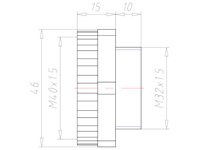 Lightgrey Polyamide M32x1.5 to M40x1.5 Extension