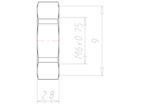 Brass M6x0.75 and 9 Millimeter (mm) Wrench Size Locknut