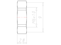 Brass M6x1.0 and 9 Millimeter (mm) Wrench Size Locknut