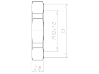 Brass M10x1.0 and 13 Millimeter (mm) Wrench Size Locknut
