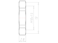 Brass M10x1.5 and 13 Millimeter (mm) Wrench Size Locknut