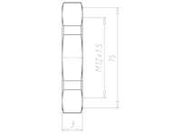 Brass M12x1.5 and 15 Millimeter (mm) Wrench Size Locknut