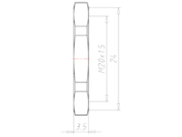 Brass M20x1.5 and 24 Millimeter (mm) Wrench Size Locknut