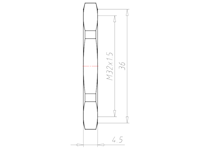Brass M32x1.5 and 36 Millimeter (mm) Wrench Size Locknut