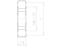 Stainless Steel A2 M8x1.25 and 11 Millimeter (mm) Wrench Size Locknut