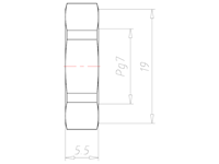 Polyamide (PA) Pg 7 and 19 Millimeter (mm) Wrench Size Black RAL 9005 Locknut