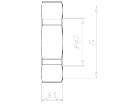 Polyamide (PA) Pg 7 and 19 Millimeter (mm) Wrench Size Lightgrey RAL 7035 Locknut