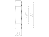 Polyamide (PA) Pg 9 and 22 Millimeter (mm) Wrench Size Lightgrey RAL 7035 Locknut